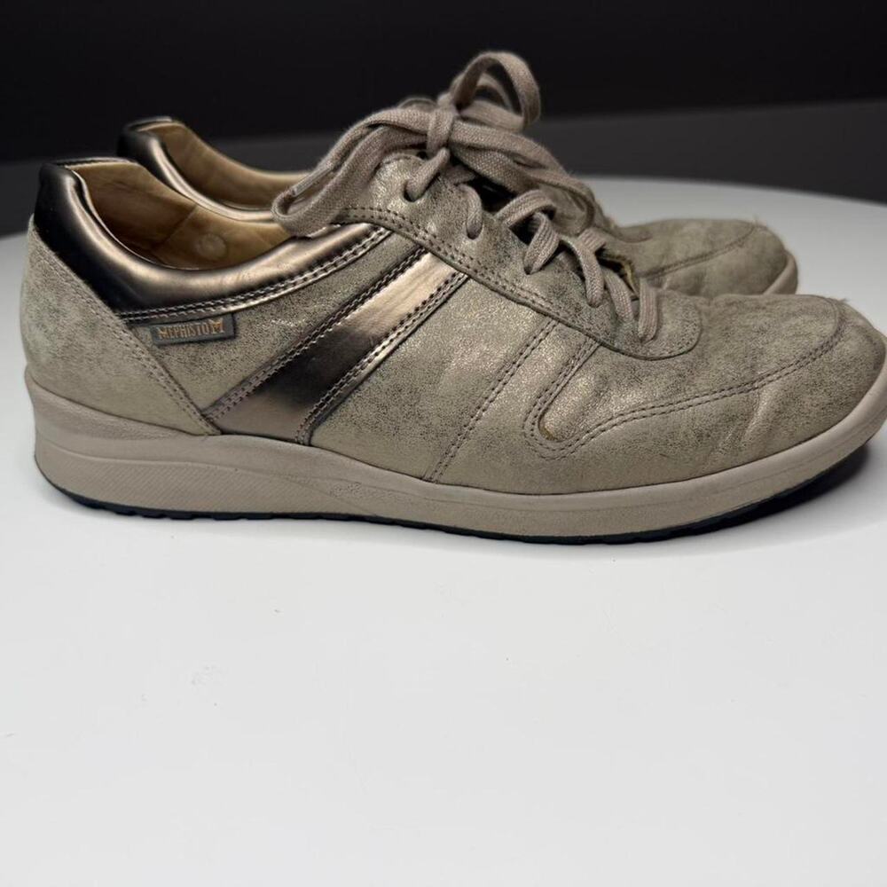 Mephisto Run Air-Jet Metallic Taupe Leather Sneakers Walking Shoes 10 Blokecore